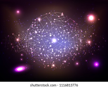 Abstract technology Space Galaxy.connect lines and dots.Connection science Molecular structure dna or neuron composition.points, lines,and shapes in the form of stars and the universe