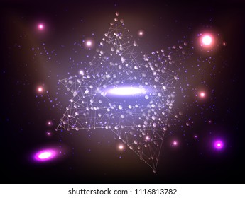 Abstract technology Space Galaxy.connect lines and dots.Connection science Molecular structure dna or neuron composition.points, lines,and shapes in the form of stars and the universe