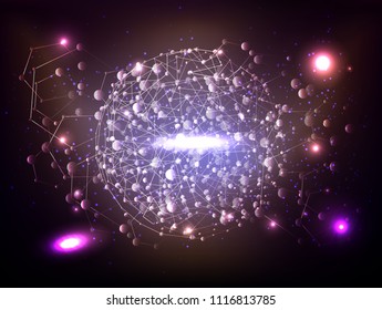 Abstract technology Space Galaxy.connect lines and dots.Connection science Molecular structure dna or neuron composition.points, lines,and shapes in the form of stars and the universe