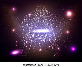 Abstract technology Space Galaxy.connect lines and dots.Connection science Molecular structure dna or neuron composition.points, lines,and shapes in the form of stars and the universe