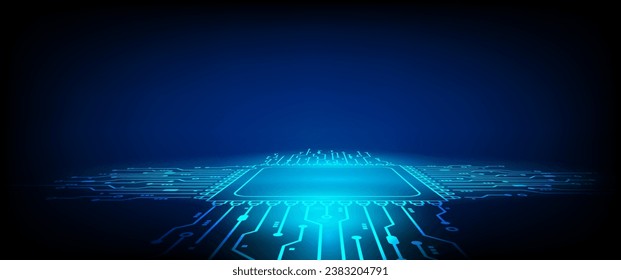 Abstract technology speed concept. Technology chip processor background circuit board blue technology background vector.