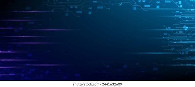 Abstract technology speed concept. Technology chip processor background circuit board blue technology background vector.	
