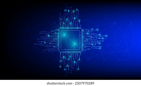 Abstraktes Technologie-Geschwindigkeitskonzept. Technologie-Chip-Prozessor Hintergrund Platine blaue Technologie Hintergrund Vektor.	