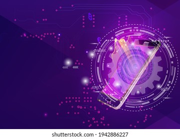 Abstract technology speed concept. vector background. Abstract technology circle blue innovation concept on a dark background. Vector illustration. 