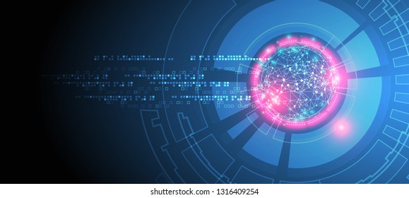 Abstract technology sphere background. Global network concept. Vector