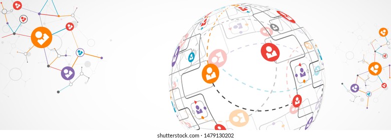 Abstract technology sphere background. Global network concept.
