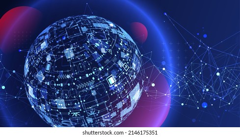 Abstract technology sphere background. Global network concept.