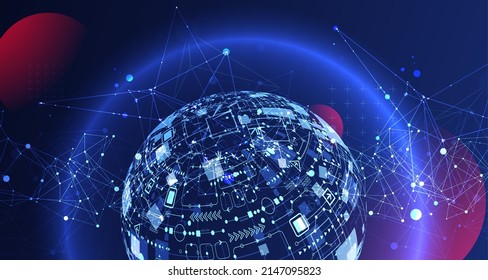 Abstract technology sphere background. Global network concept.