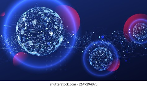 Abstract technology sphere background. Global network concept.