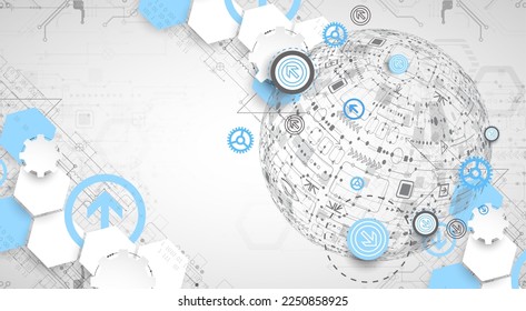Abstract technology sphere background. Global network concept.