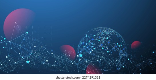Abstract technology sphere background. Global network concept.