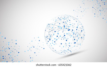 Abstract technology sphere background. Global network con?ept. Vector