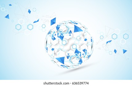 Abstract technology sphere background. Global network concept. Vector
