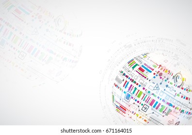 Abstract technology sphere background. Global network concept. Vector