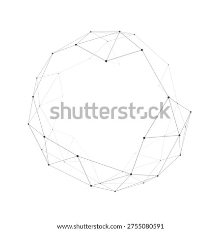 Abstract Technology Sphere with Polygon Mesh Connections and Nodes Vector Illustration