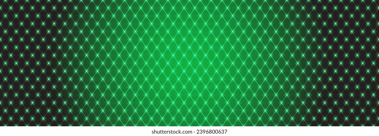 Abstract technology square background with bright green color beneath the squares. glowing green grid lines Seamless background There is a bright laser line connected to the net that is green. shining