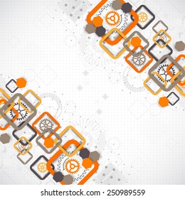 Abstract technology square background with cogwheels