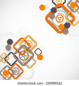 Abstract technology square background with cogwheels