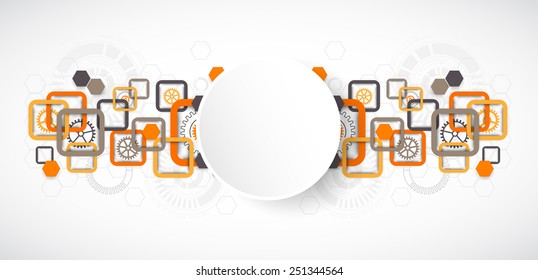 Abstract technology square background with cogwheels