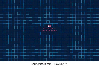 Resumen de la tecnología de cuadros azul y verde en el fondo oscuro. Diseño geométrico futurista moderno. Ilustración del vector