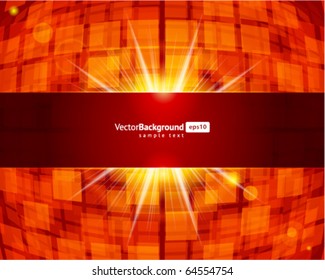 Quadrados de tecnologia abstratos com fundo de vetor de clarão de lente