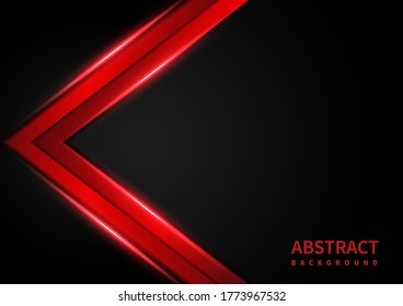 Abstract technology style red lights triangle on black background with space for you text. Vector illustration