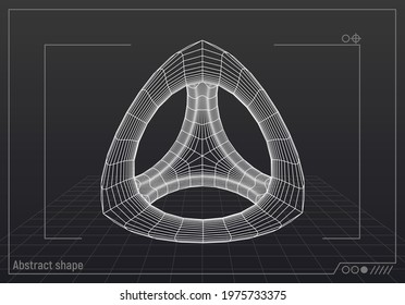 Abstract technology styled grid shape with blueprint or old scheme style on background