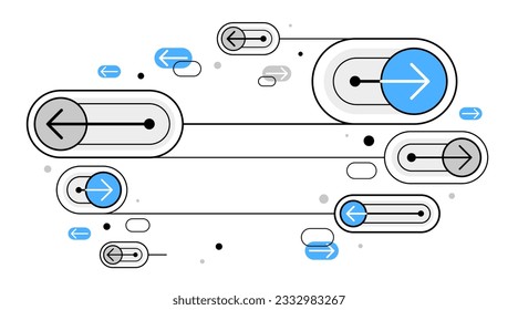 Abstract technology system connections vector geometric background, future tech dynamic composition, minimalistic modern network with arrows.