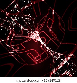 Abstract technology, technical drawing, shiny space background