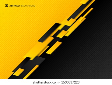 Abstract technology template geometric diagonal overlapping separate contrast yellow and black background. Vector illustration