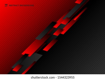 Abstract technology template geometric diagonal overlapping separate contrast red and black background. Vector illustration