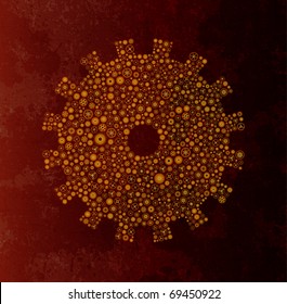 Abstract technology theme vector background with gears and grunge texture. Eps10