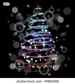 Abstract technology tree on dark vector background