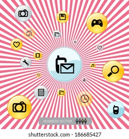 abstract technology trends background and icons