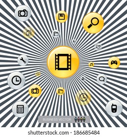 abstract technology trends background and icons