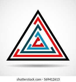 Abstract technology triangle with lines, geometric logo, vector