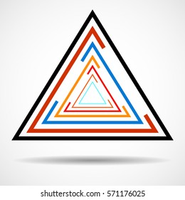 Abstract technology triangle with lines, geometric logo, vector