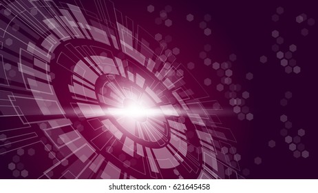 Abstract Technology Tunnel with Light at the End. 3D tunnel grid. Vector Abstract Digital Illustration.
