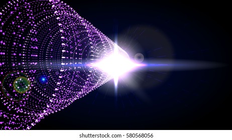 Abstract Technology Tunnel with pink Light at the End. Cyber grid. Vector Abstract Digital Illustration