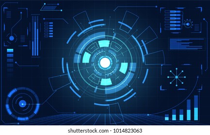 abstract technology ui futuristic concept hud interface hologram elements of digital data chart, communication, computing and circle percent vitality innovation on hi tech future design background