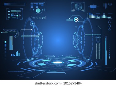 abstract technology ui futuristic concept hud interface hologram elements of digital data chart, communication, computing and circle percent vitality innovation on hi tech future design background