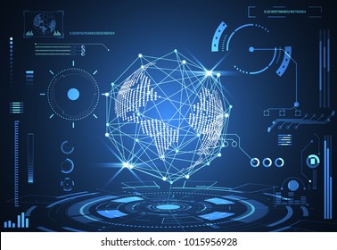 abstract technology ui futuristic concept world digital hud interface hologram elements of digital data chart, communication, circle percent vitality innovation on hi tech future design background