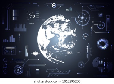 abstract technology ui futuristic concept world hud interface hologram elements of digital data chart, communication, and circle percent vitality innovation.Elements of this image furnished by NASA