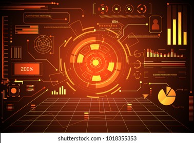 abstract technology ui futuristic concept hud interface hologram elements of digital data chart, communication, computing and circle percent vitality innovation on hi tech future design background