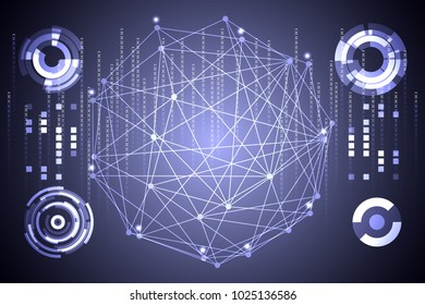 abstract technology ui futuristic concept hud interface hologram elements of digital data chart, communication, computing and circle percent vitality innovation on hi tech future design background