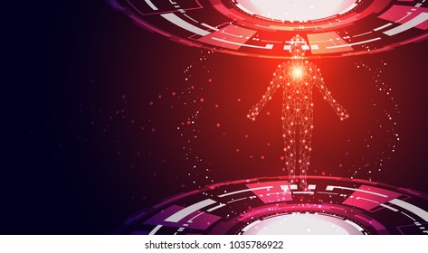 abstract technology ui futuristic concept hud interface hologram elements of digital data chart, communication, computing,human body digital health care ; health future design on hi tech background.