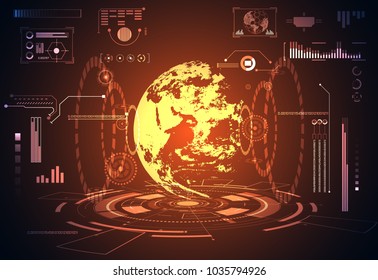 abstract technology ui futuristic concept world hud interface hologram elements of digital data chart, communication, and circle percent vitality innovation.Elements of this image furnished by NASA