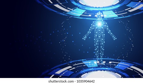 Abstract technology ui futuristic concept hud interface hologram elements of digital data chart, to be used in communication, computing, human body digital health care ; health future design on hi tech background.