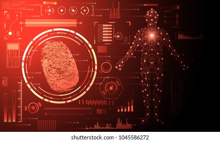 abstract technology ui futuristic concept fingerprint hud interface hologram elements of digital data chart,cyber security, computing and circle percent innovation on hi tech future design background