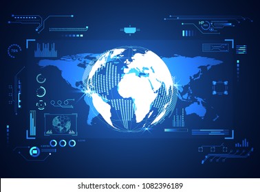 abstract technology ui futuristic concept world digital hud interface hologram elements of digital data chart, communication, circle percent vitality innovation on hi tech future design background